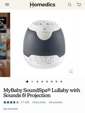 Homedics MyBaby SoundSpa Lullaby Speaker - Gray & White